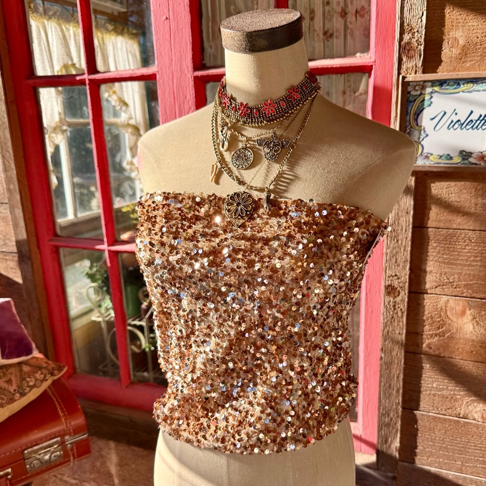 Anthropologie Sequin Tube Top - Picture 2 of 13